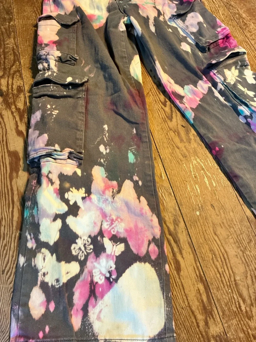 YMI Cargo Pants with hand dyed Tie-Dye Splatter - Picture 2 of 6